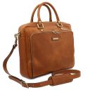 Pisa Cartable en Cuir Porte Ordinateur Avec Poche Frontale Marron foncé TL142427