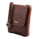 John Leather Crossbody bag for men With Front zip Dark Brown TL142464
