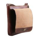 John Leather Crossbody bag for men With Front zip Dark Brown TL142464