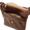 John Leather Crossbody bag for men With Front zip Dark Brown TL142464