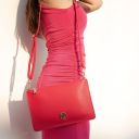 Diva Leather Clutch With Chain Strap Lipstick Red TL142461
