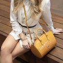 Layla Bauletto aus Leder mit Kroko-Prägung Tannengrün TL142398