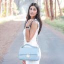 Elettra Soft Leather Shoulder bag Light Blue TL141646