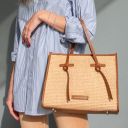 Frame Straw Effect Shoulder bag Cognac TL142566