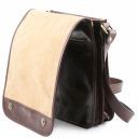 TL Messenger Two Compartments Leather Shoulder bag Black TL141255