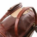 TL Voyager Reisetasche aus Leder mit 2 Reissverschluss Seitentaschen - Klein Dunkelbraun TL141441