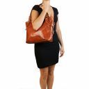Ilenia Leather Shoulder bag Dark Brown TL140899