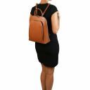 TL Bag Saffiano Leather Backpack for Women Cognac TL141631