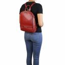 TL Bag Lederrucksack Für Damen aus Weichem Leder Lipstick Rot TL141376