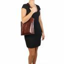Patty Leather Convertible bag Dark Brown TL141497