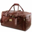 TL Voyager Reisetasche aus Leder mit 2 Reissverschluss-Seitentaschen - Gross Schwarz TL142135