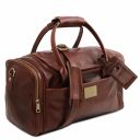 TL Voyager Reisetasche aus Leder mit 2 Reissverschluss - Seitentaschen Braun TL142141