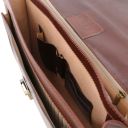 Napoli 2 Compartments Leather Briefcase With Front Pocket Dark Brown TL141348