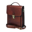 David Leather Crossbody Bag - Large Size Dark Brown TL141424