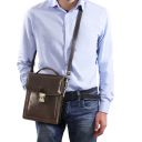 David Leather Crossbody Bag - Large Size Brown TL141424