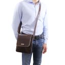 John Leather Crossbody bag for men With Front zip Pocket Мед TL141408