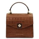 Atena Croc Print Leather Handbag Коричневый TL142267