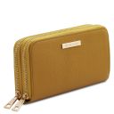 Mira Double zip Around Leather Wallet Mustard TL142331