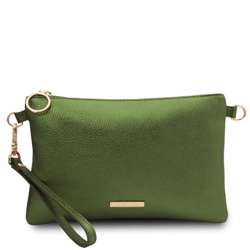 TL Bag Sac à Main en Cuir Souple Metallic Vert Forêt TL141988