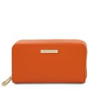 Mira Doppel Rundum-Reißverschluss Damenbrieftasche aus Leder Orange TL142331