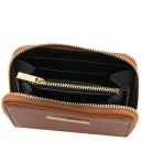 Kore Exklusive Damenbrieftasche aus Leder mit Rundum-Reißverschluss Cognac TL142321