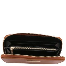 Ilizia Elegante Cartera en Piel con Cremallera en el Contorno Cognac TL142317