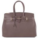 TL Bag Leather Handbag With Golden Hardware Grey TL141529