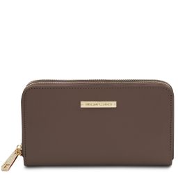 Gaia Double zip Around Leather Wallet Темный серо-коричневый TL142343