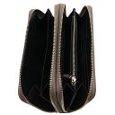 Gaia Doppel Rundum-Reißverschluss Damenbrieftasche aus Leder Dunkel Taupe TL142343