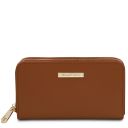 Gaia Double zip Around Leather Wallet Cognac TL142343