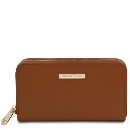 Gaia Double zip Around Leather Wallet Коньяк TL142343
