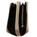 Gaia Doppel Rundum-Reißverschluss Damenbrieftasche aus Leder Hell Taupe TL142343