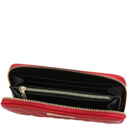 Penelope Elegante Cartera en Piel Suave con Cremallera en el Contorno Rojo Lipstick TL142316