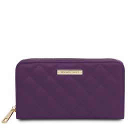 Penelope Elegante Cartera en Piel Suave con Cremallera en el Contorno Violeta TL142316