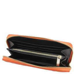 Penelope Esclusivo Portafogli in Pelle Morbida zip Around Arancio TL142316