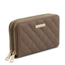 Ada Cartera en Piel Suave con Doble Cremallera en el Contorno Marrón topo TL142349