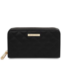 Ada Double zip Around Soft Leather Wallet Black TL142349