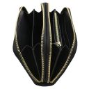 Ada Double zip Around Soft Leather Wallet Black TL142349