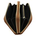 Ada Doppel Rundum-Reißverschluss Damenbrieftasche aus Weichem Leder Cognac TL142349