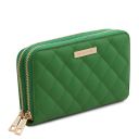 Ada Cartera en Piel Suave con Doble Cremallera en el Contorno Verde TL142349