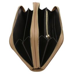 Ada Portafogli in Pelle Morbida con Doppia zip Around Talpa chiaro TL142349
