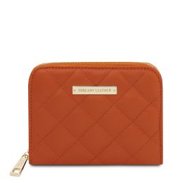 Teti Elegante Cartera en Piel Suave con Cremallera en el Contorno Naranja TL142319