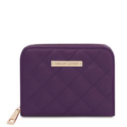 Teti Elegante Cartera en Piel Suave con Cremallera en el Contorno Violeta TL142319