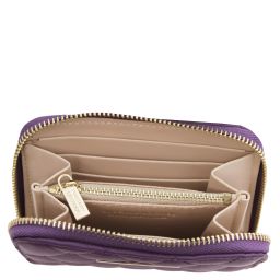 Teti Elegante Cartera en Piel Suave con Cremallera en el Contorno Violeta TL142319