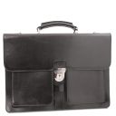 Assisi Leather Briefcase 3 Compartments Black TL141924