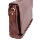 Mantova Leather Multi Compartment TL SMART Briefcase With Flap Brown TL140326