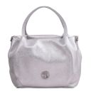 Nora Metallic Soft Leather Handbag Silver TL142381