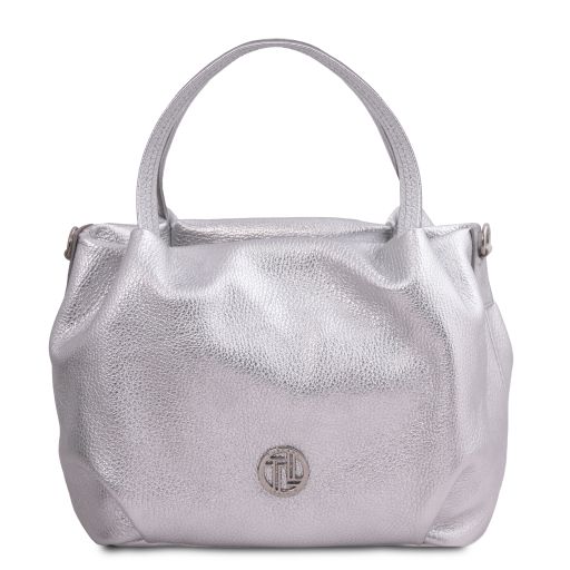 Nora Borsa a Mano in Pelle Morbida Metallic Argento TL142381