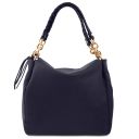 Amy Shopping Tasche aus Weichem Leder Dunkelblau TL142385