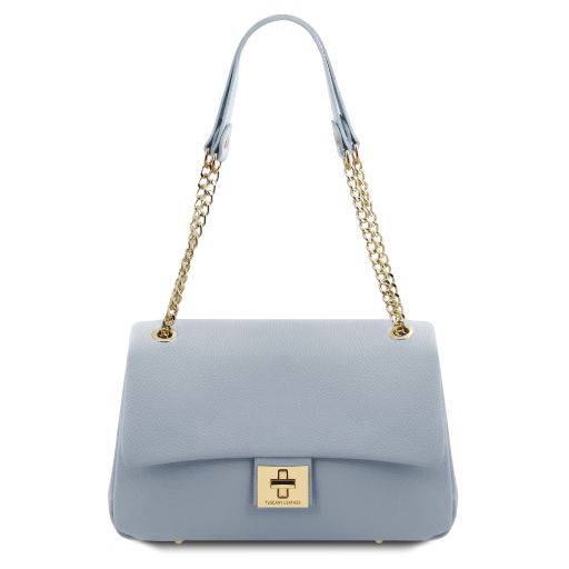 Elettra Soft Leather Shoulder bag Light Blue TL142353